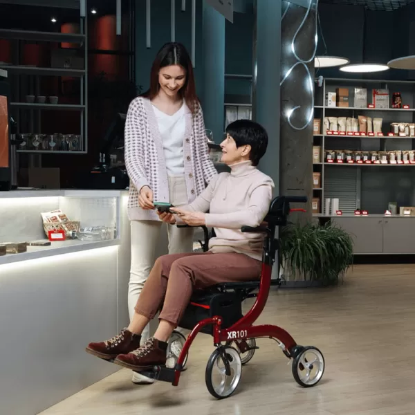 Ходунки-роллаторы ORTONICA XR101 с функцией трансформации в кресло-каталку, красные Ходунки-роллаторы ORTONICA XR101 с функцией трансформации в кресло-каталку, красные