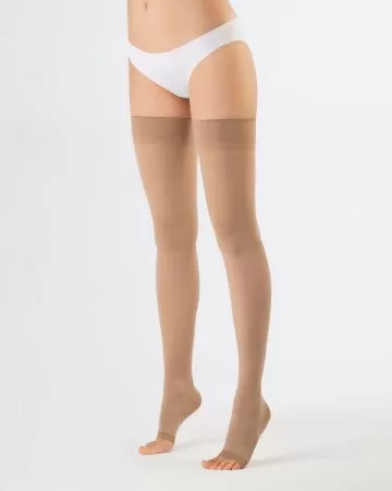 Чулки компрессионные OFA BAMBERG Classic унисекс 1 класс компрессии с открытым носком и гладкой резинкой цвет бежевый 