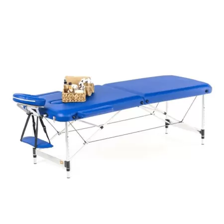 Стол массажный MET Comfort A2, артикул 18459, 2-х секционный складной алюминиевый суперлегкий, синий Стол массажный MET Comfort A2, артикул 18459, 2-х секционный складной алюминиевый суперлегкий, синий