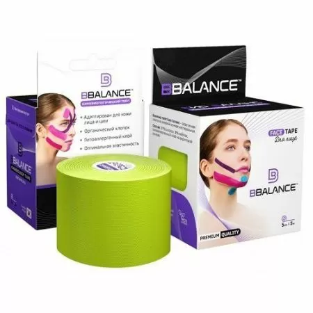 Кинезио тейп для лица хлопок BBalance BBTape 5см*5м (Face Tape) лайм