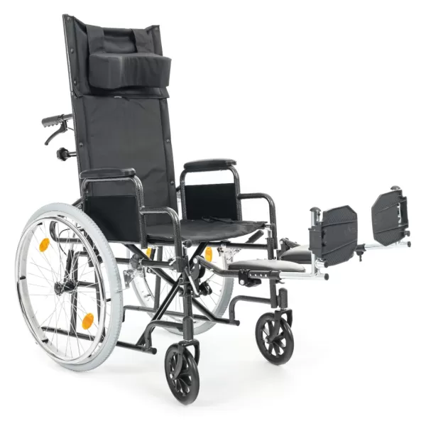 Кресло-коляска МЕТ PARTNER с регулировкой угла наклона спинки и подножек, ширина сиденья 45 см, колеса пневматические