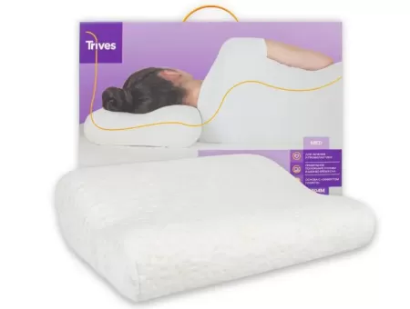 Подушка ортопедическая Тривес ТОП-105/Т.105, с эффектом памяти и выемкой под плечо, валики 13 и 9 см, с регулировкой по высоте