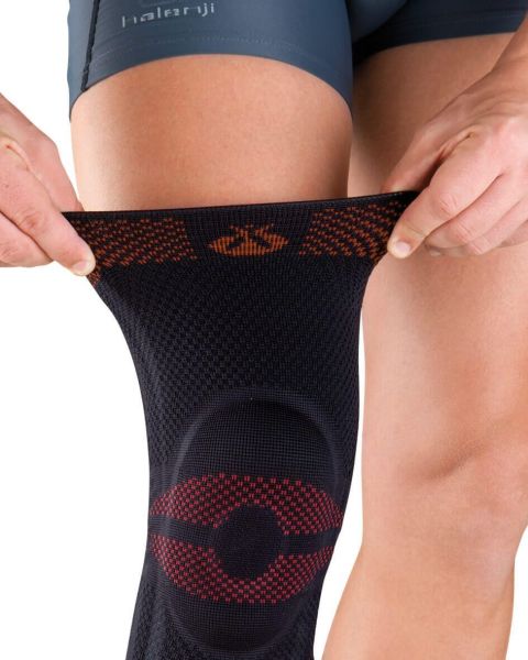 Бандаж на коленный сустав Orliman 9104 с силиконовым кольцом и пружинными ребрами жесткости, черный 