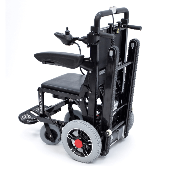 Кресло-коляска с электроприводом и лестничным подъемником MET LIFTER 2, артикул 21095, ширина сиденья 41 см, колеса пневматические