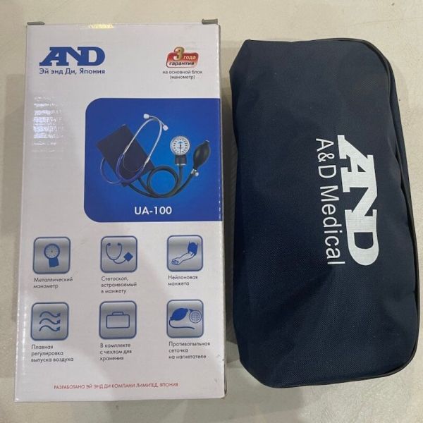 Тонометр механический на плечо AND UA-100 c манжетой 22-32 см и встроенным стетоскопом б/у %